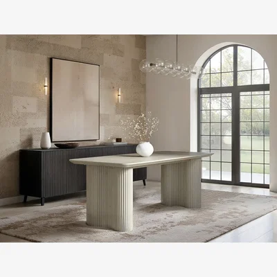 The Range Zoya Sintered Stone Rectangular Dining Table - Stone