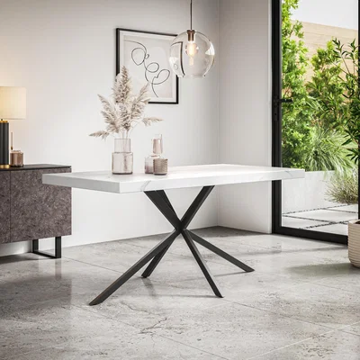 The Range Donni 4-6 Seater Dining Table with Black Legs - White Marble