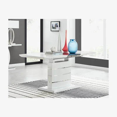The Range Renato High Gloss 4  6 Seat Modern Extending Dining Table - White