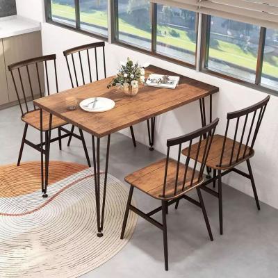 The Range Metal and Wood Retro Dining Table with 4 Chairs - Brown and black