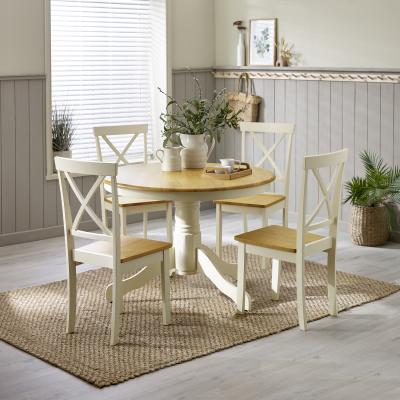 The Range Bude Round Wooden Dining Table with Millford Chairs - Oak