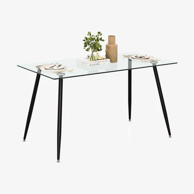 The Range Elegant Rectangular Glass Dining Table  - Black