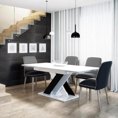The Range EXTENDABLE DINING TABLE, (BLACK AND WHITE GLOSS) - Black & White Gloss