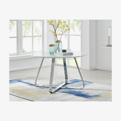 The Range Santorini White Wood Contemporary Round Dining Table - White