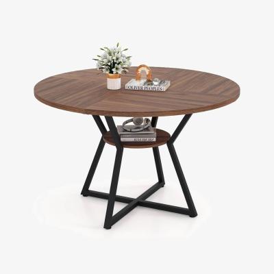 The Range Round Dining Table with X Shaped Frame - Brown