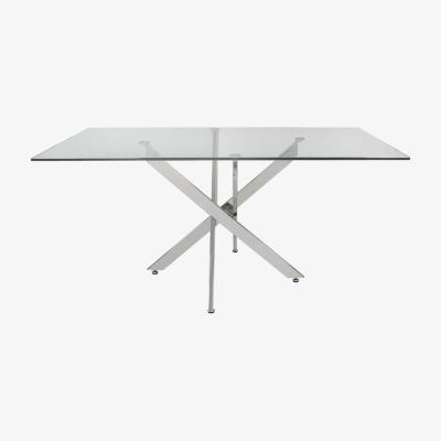 The Range Value Nova Rectangular Chrome Dining Table with Glass Table Top - Silver
