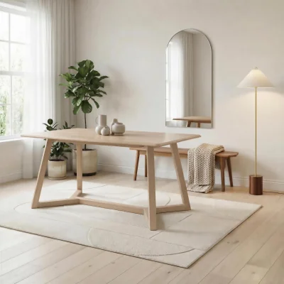 The Range Lulworth Rectangular Wood Effect 6 Seater Dining Table - White