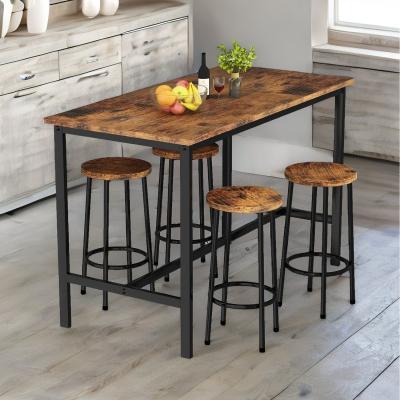The Range Industrial Dining Table And 4 Stools - Rustic Brown