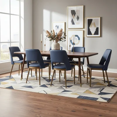 The Range Kenso Walnut Wood And Brass Finish Base Dining Table