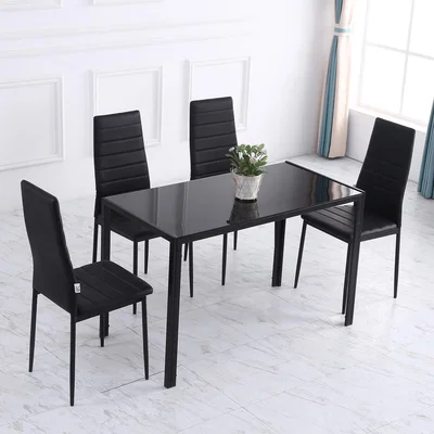 The Range Dining Table with Tempered Glass - Blakc
