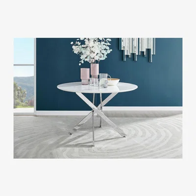 The Range Novara 120cm White High Gloss Table Chrome Legs - White Gloss