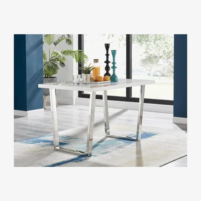 The Range Kylo 120cm White High Gloss and Chrome Dining Table - White