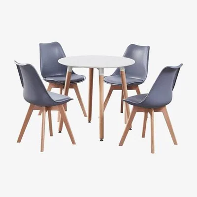 The Range Lorenzo Round Dining Set with a Table and Chair Set of 4 - Grey