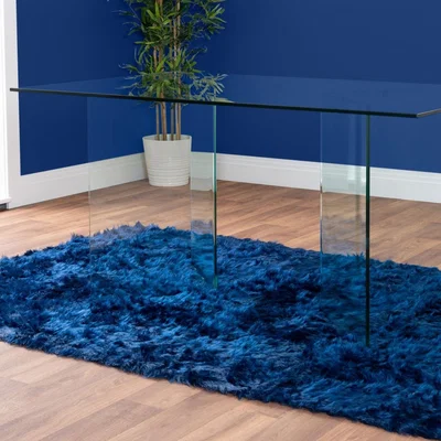 The Range Turin Large Modern Clear All Glass Dining Table - Clear
