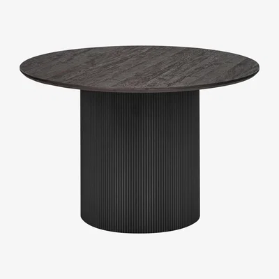 The Range Sombra Round Wood Grain Effect Dining Table - Black