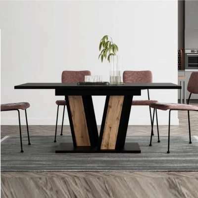 The Range Extending Dining Table 120to160 cm MUSS Black Wotan Effect - Black