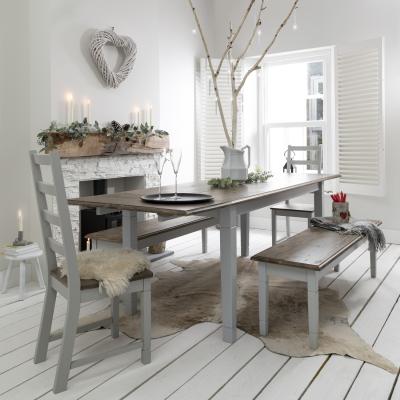 The Range Canterbury Dining Table - Grey & Dark Pine