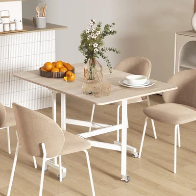 The Range HOMCOM Rolling Wheeled Drop Leaf Table - Oak