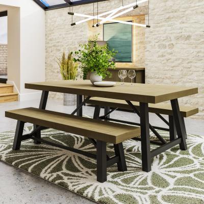 The Range 2M Fixed Top Dining Table Solid Driftwood Pine - Driftwood Pine