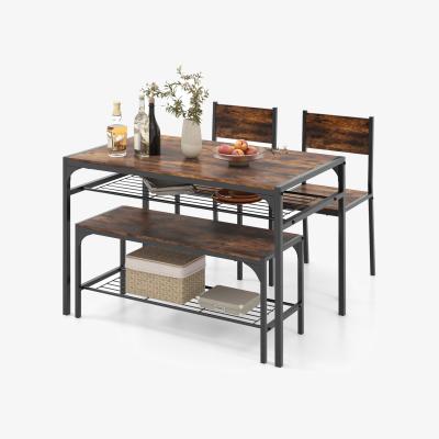 The Range Kitchen Table with Chairs and Bench - Brown