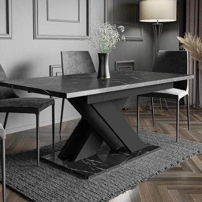 The Range EXTENDABLE DINING TABLE, (BLACK ROYAL MARBLE) - Black Royal Marble