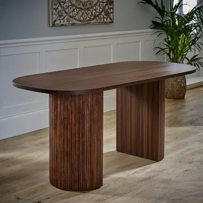 The Range Nolan  Dark Mango wood rectangular 6-8 Seater Dining Table - Tan