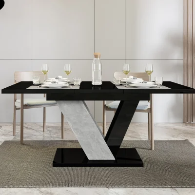 The Range PHD FURNITURE EXTENDABLE MARBLE EFFECT TABLE, (BLACKGLOSS) - BlackGloss