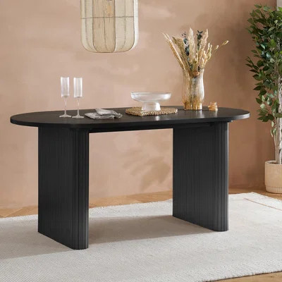 The Range Brown Oval Fluted Dining Table Axel Birlea - Black