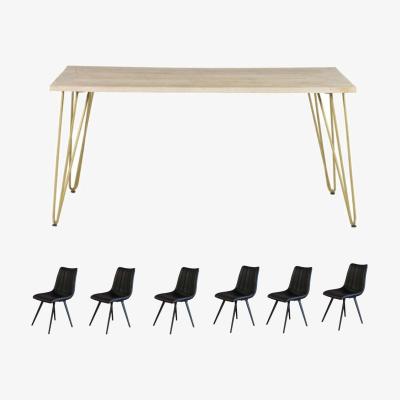 The Range Dallas Light Mango Wooden Rectangular  Dining Table With 6 Chairs - Light Wood