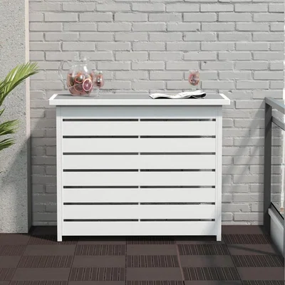 The Range Metal Ariesa Outdoor Bar Table With Shelf White Grey - White Grey