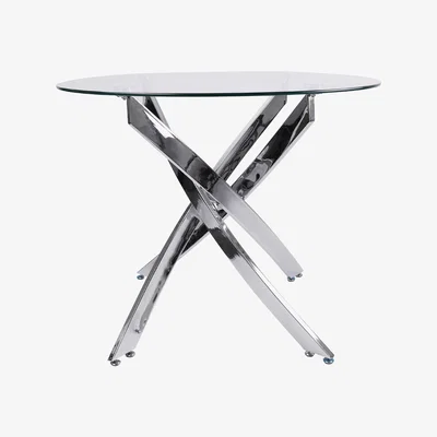 The Range Chrome Round Glass Dining Table  - Silver