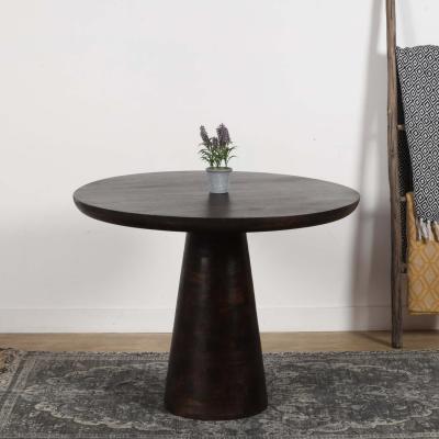 The Range Natural Solid Dark Mango Wood Round Dining Table - Brown