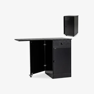 The Range Drop Leaf Space Saving Folding Dining Table-White - Black