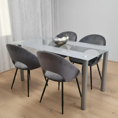 The Range Grey Dining Table With 4 Chairs Dining Set Dining Room Furniture Set - Grey
