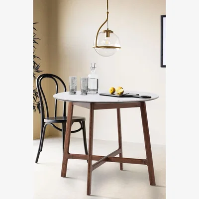Rockett St George Round Acacia & Marble Dining Table