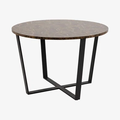 The Range Amble Round Dining Tbl Blk Marble/Blk - Brown and Black