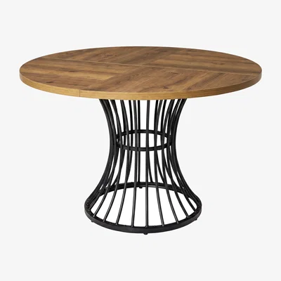 The Range Round Dining Table for 4-6 People 30mm MDF Metal Base,Kitchen,Brown - Brown