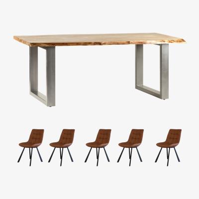 The Range Natural Essential Large Dining Table With 6 Chairs Set - Natural Wood
