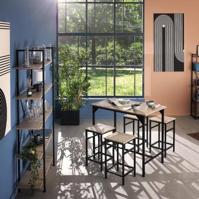 The Range Edinburgh Dining Table with 4 Bar Stools - Industrial Oak Sonoma