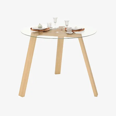 The Range Round Glass Dining Table - Brown