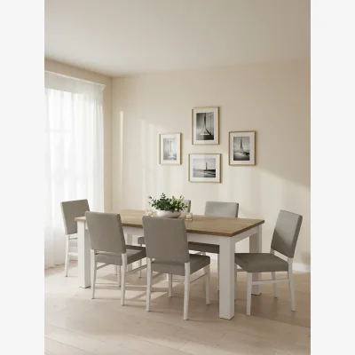 The Range Hampstead Oak Top White Dining Table - White