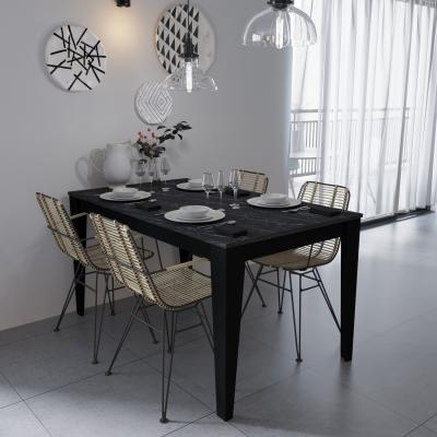 The Range Bud Modern Dining Table - Black Marble Effect