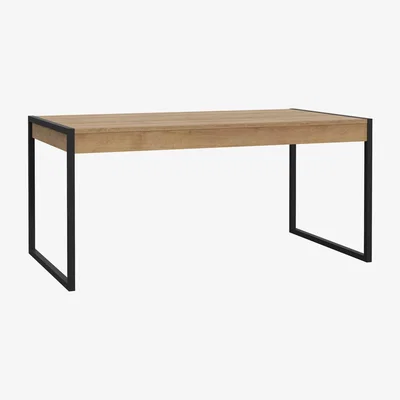 The Range High Rock Dining Table in Riviera Oak - Black & Riviera Oak