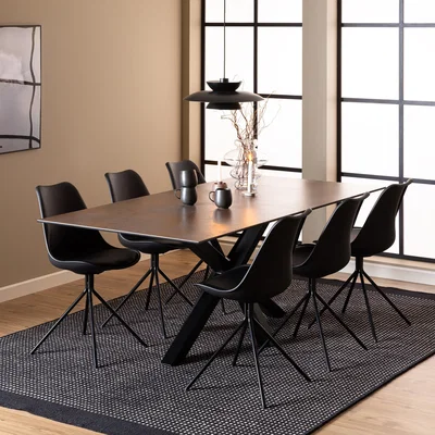 The Range Heaven Dining Table with Ceramic Rusty Brown Top 200cm - Rusty Brown