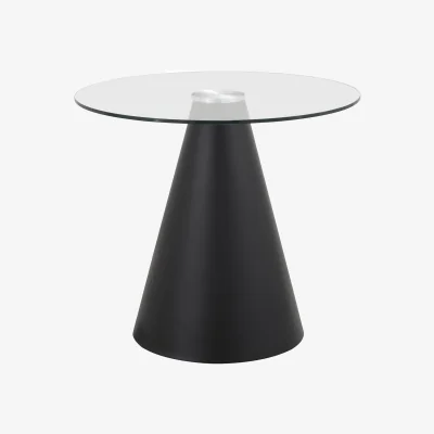 The Range Azalea Round Clear Glass Top Dining Table - Black