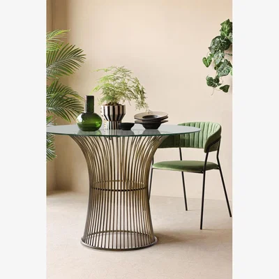 Rockett St George Bronze & Glass Round Dining Table