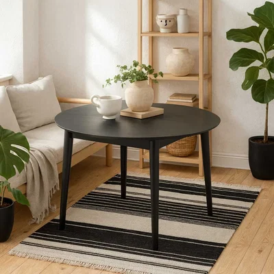 The Range Shanghai Round Extending Dining Table with Butterfly Leaf - Black