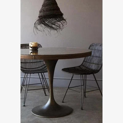 Rockett St George Round Leather Dining Table With Glass Top