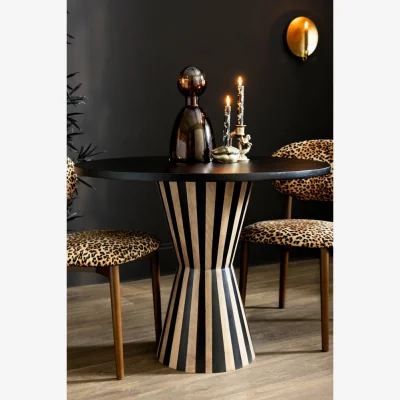 Rockett St George Round Carnival Stripe Wood Dining Table