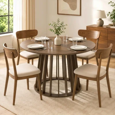 The Range HOMCOM Modern Dining Table for 4-6 People 120 cm Light Walnut - Light Walnut